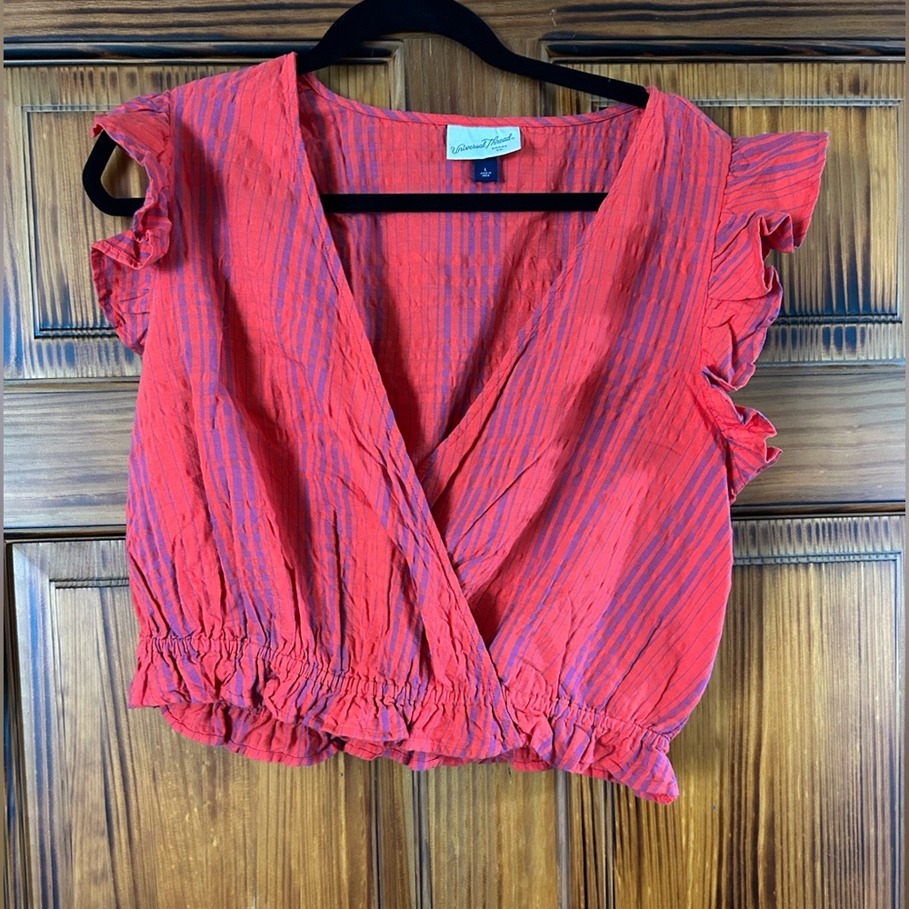 Universal Thread Crop Faux Wrap Top
